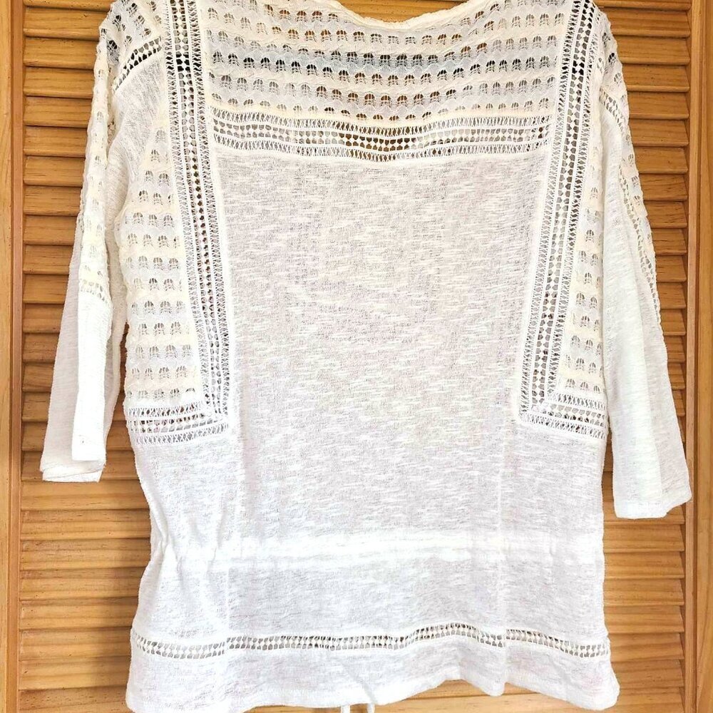 Lucky 70s Peasant Boho Lace Crochet Bohemian Cowgirl Top Blouse SMALL Hippie - Picture 2 of 6